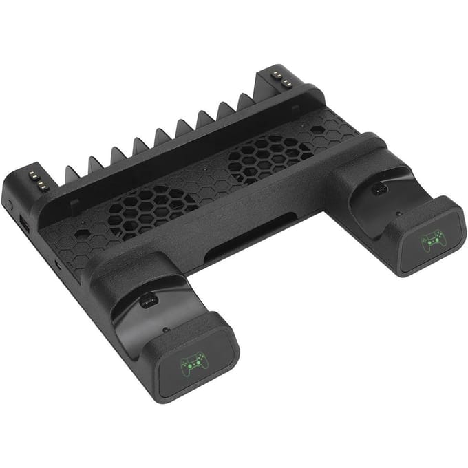 Multifunctionele Warmteafvoer Ventilatorbasis Opbergrek Controller Dubbele Oplader met LED-licht black