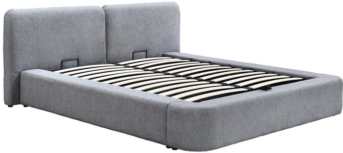 Vente-unique Bed met opbergruimte stof grijs 180 x 200 cm (Super King Size Bed)