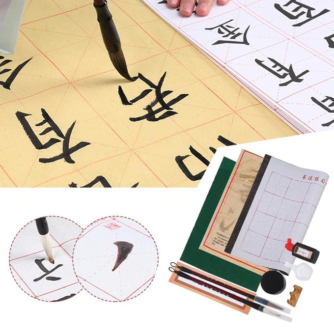 Kalligrafie Set Penselen Wolven Penselen Herhaald Gebruik Studenten Oefenen Water Schrijfdoek beige