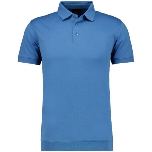 Ragman Pima Cotton Uni Color Polo Bottom Rib Blauw / male