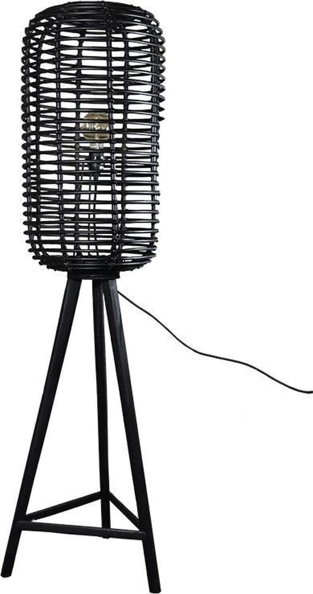 Rotan Vloerlamp Zwart - Ø36xH140 cm