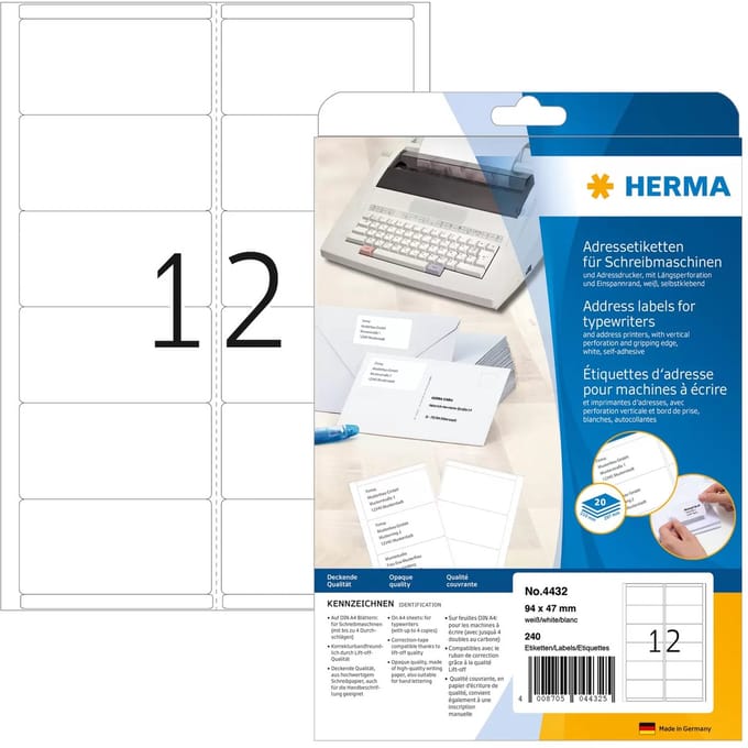 HERMA Adreslabels - 240 labels - 94 x 47 mm