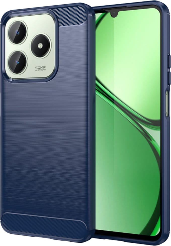 Hoesje geschikt voor Realme C63 / C61 - Techsuit Carbon Silicone Back Cover - Blauw