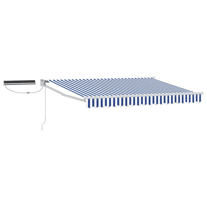 vidaXL - Elektrisch - Uitschuifbare - Zonneluifel - Blauw - en - Wit - 2,5 - x - 2 - m