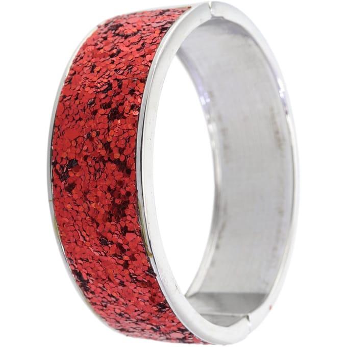 Behave - Bangle rood met glitter - feestelijk accessoire - 18,5 cm
