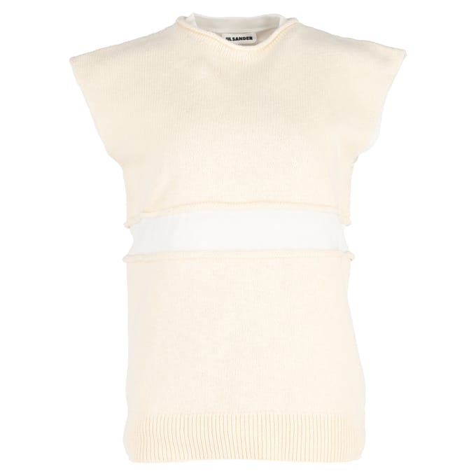 Jil Sander gebreid vest met laagjes in gele wol