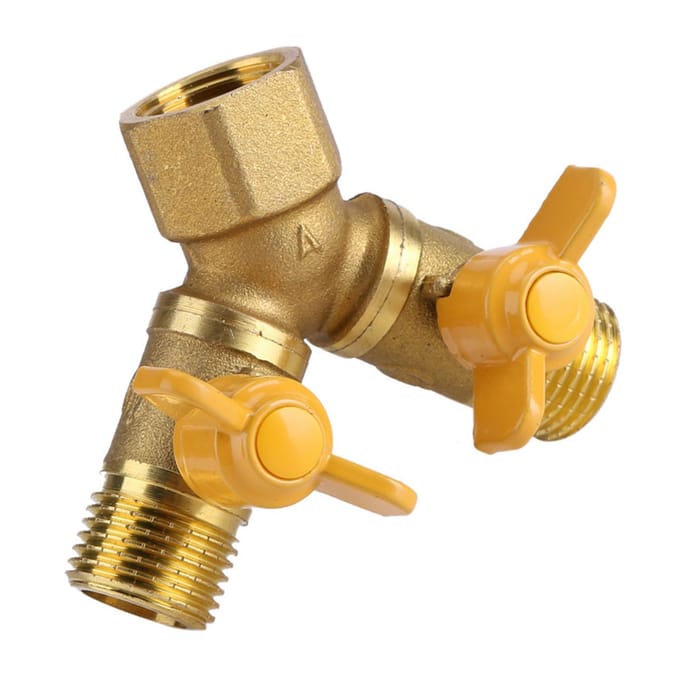 G1 2 Messing Tuinirrigatie 2-weg Dubbele Kraan Slangadapter Dubbele Kraanaansluiting brown