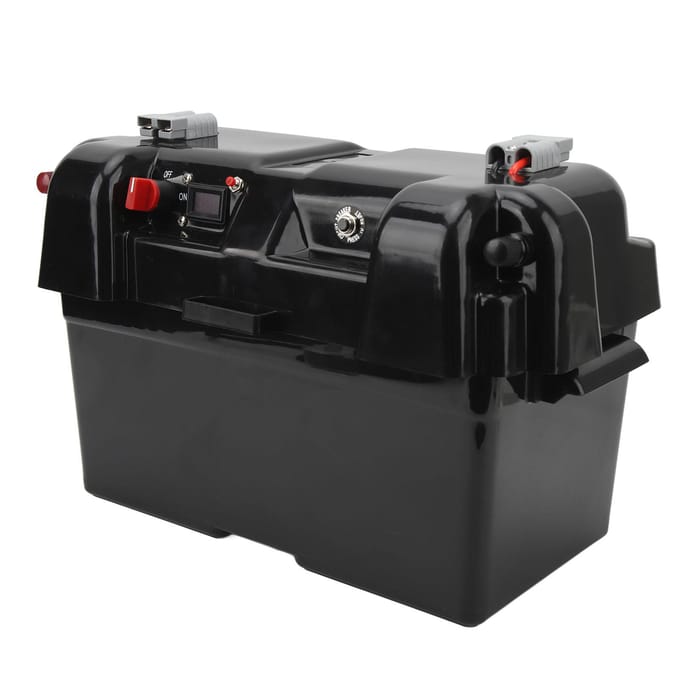 Marine Batterijlader Box Dubbele USB-aansluiting 12V Snelkoppeling Spanningsindicator Slimme Motorbatterij black