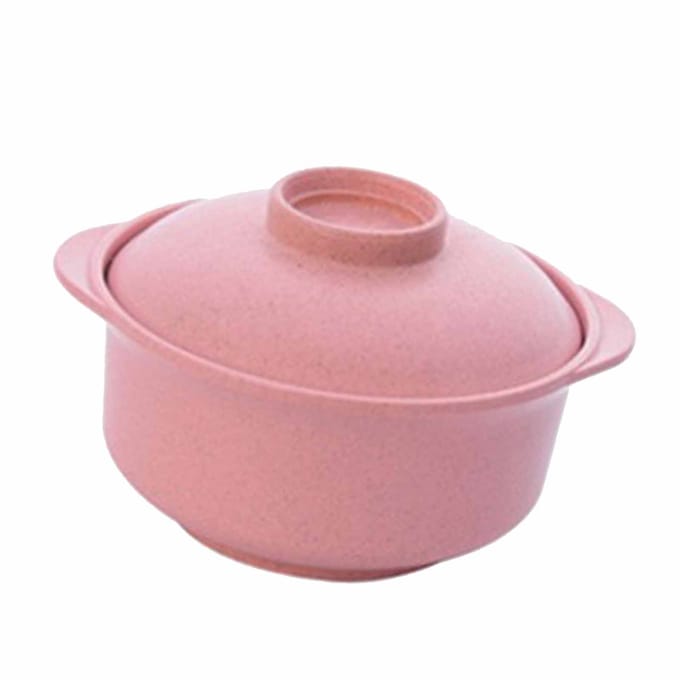 Bol de Nouilles Instantanées Style Nordique Étudiants Multifonction Récipient Alimentaire avec Couvercle Rose pink