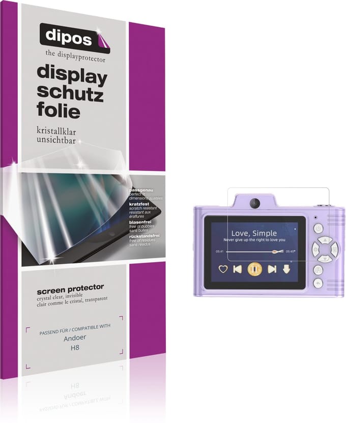 dipos – 4x Beschermfolie geschikt voor Andoer H8 | Krasbestendige & heldere Screenprotector Ultra-Thin