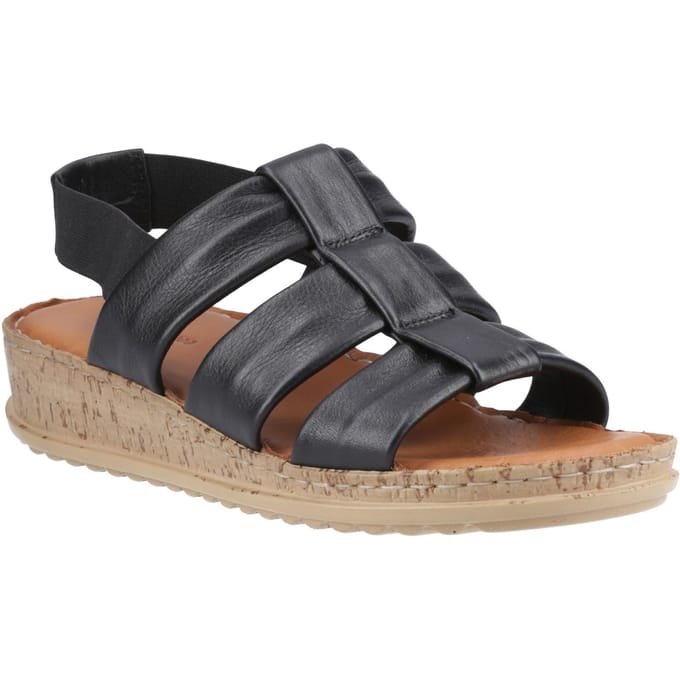 Hush Puppies Eden Gladiator Leren Dames Zwarte Sandalen