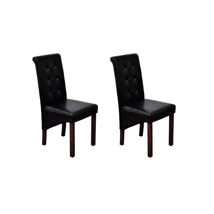 vidaXL - Eetkamerstoelen - 2 - st - kunstleer - zwart