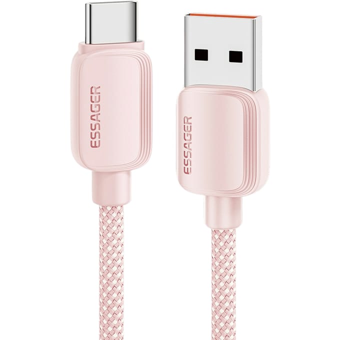 Essager 100W(!) Smartphone en Laptop Data + Oplaadkabel USB-A naar USB-C Roze 2m