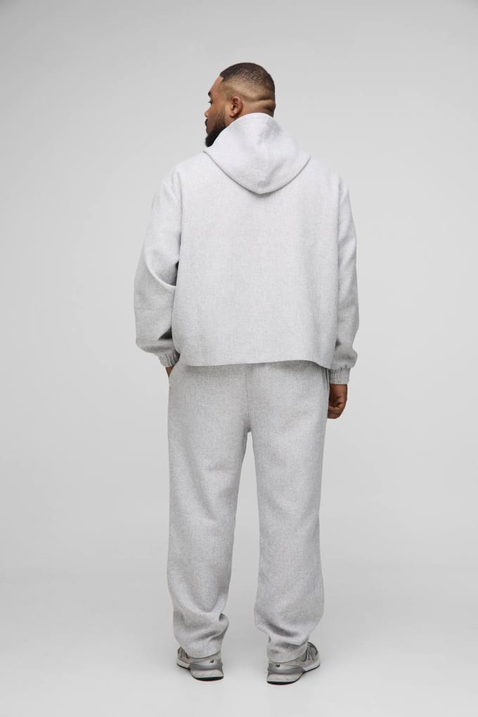 Plus Straight Leg Boucle Elasticated Waist Trousers | Light Grey | Size 2XL