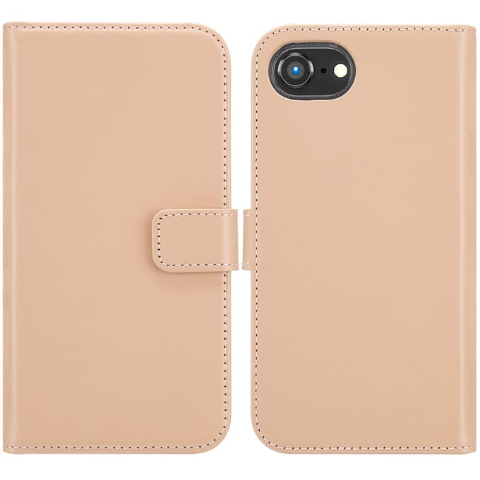 Selencia Hoesje - Geschikt voor Apple iPhone 17e / 16e - Echt Lederen Bookcase - Dusty Pink