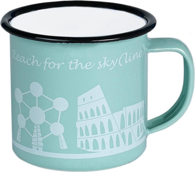GROENE EMAILLE ESPRESSO BEKER MINI MUG (6X6CM) CITY ICONS - JOYIN
