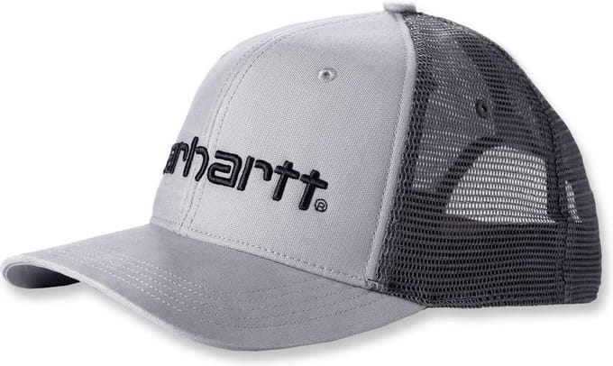 carhartt CANVAS MESH-BACK LOGO GRAPHIC CAP ASPHALT BLACK