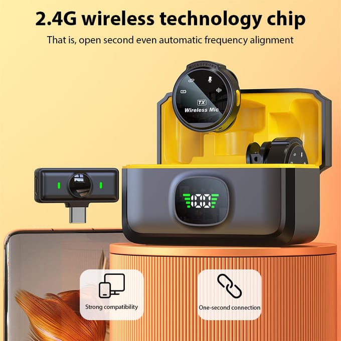 Reversmicrofoon Dubbele Microfoon Clip-on Microfoons Ruisonderdrukking Geen Vertraging Knop Schijfvormig Draadloos zwart