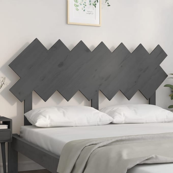 vidaXL - Hoofdbord - 151,5x3x81 - cm - massief - grenenhout - grijs