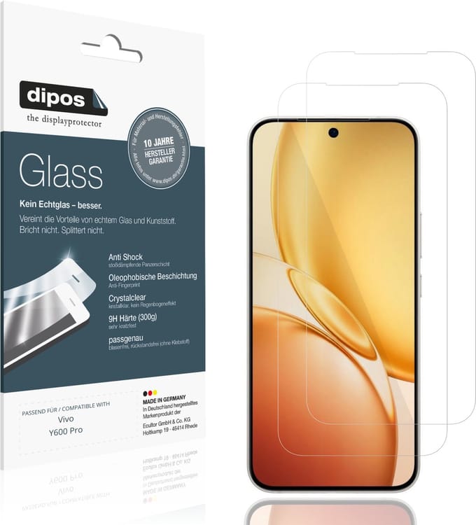 dipos – 2x Pantserfolie geschikt voor Vivo Y600 Pro | 9H Screenprotector