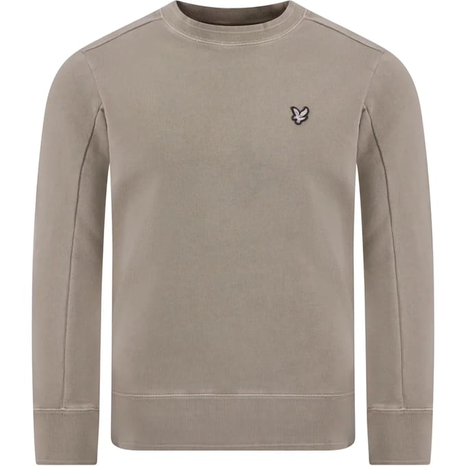 Herensweatshirt met ronde hals van Lyle and Scott in beige, geverfd met natuurlijke verf.