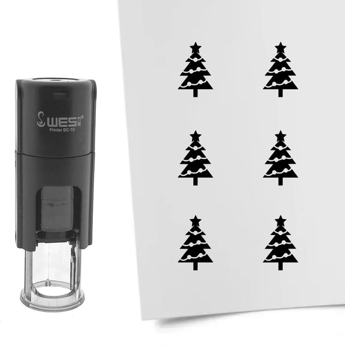 CombiCraft Stempel kerstboom 10mm rond zwarte inkt - per 1 stuk