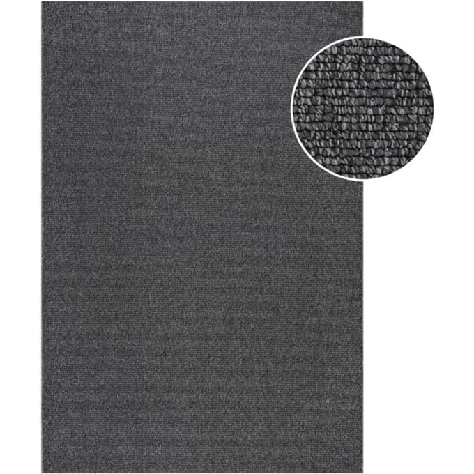 Muratap Lora plus laagpolig effen vloerkleed geweven design antraciet- 80x300 cm
