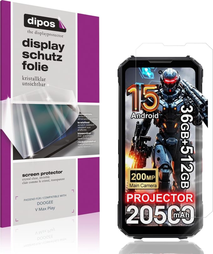 dipos – 4x Beschermfolie geschikt voor DOOGEE V Max Play | Krasbestendige & heldere Screenprotector Ultra-Thin