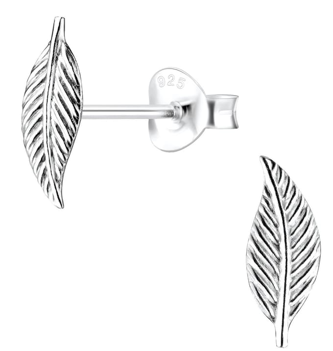 Joy|S - Zilveren blad oorbellen 4 x 11 mm
