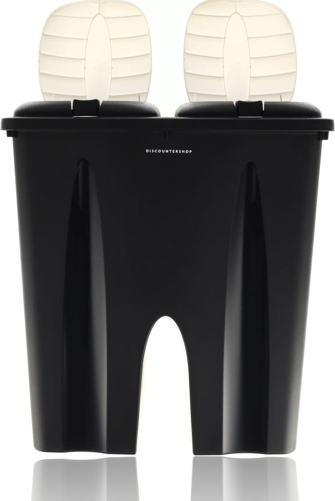 Afvalemmer met Deksel -50liter -Afvalscheiding prullenbak -Afvalbak -(2x 25L) Zwart