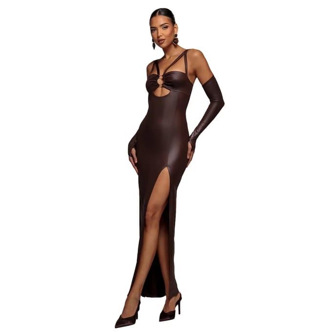 Leren jurk voor dames Goddiva Maxi