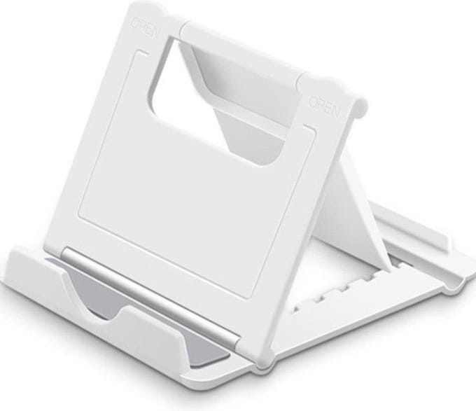 LOUZIR Universele telefoonhouder WIT voor het bureau - Geschikt voor alle telefoons & tablets