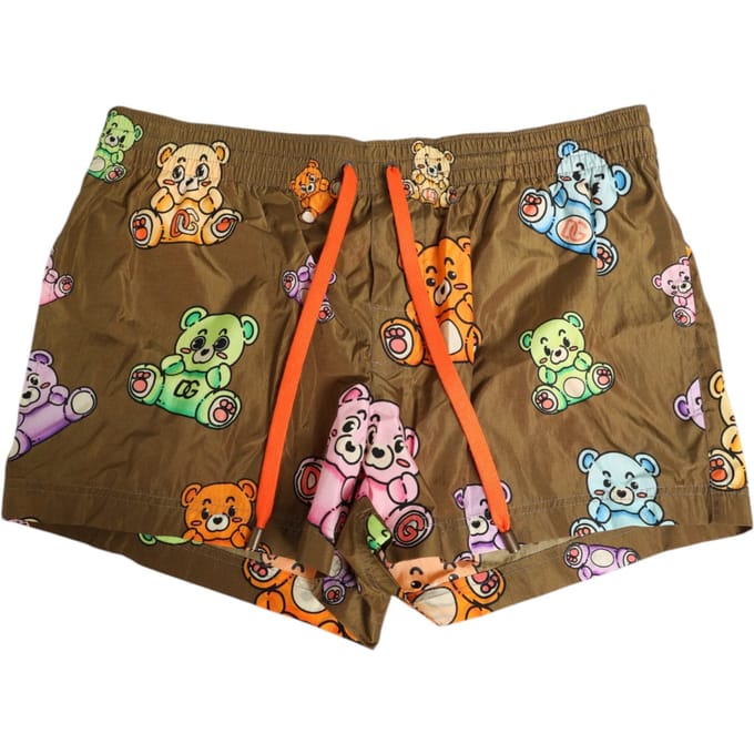 Dolce & Gabbana Bruine Multicolor Teddybeer Heren Shorts Badkleding