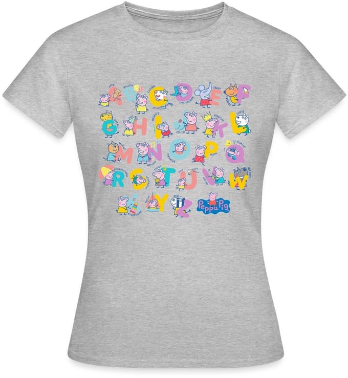 Peppa Pig Ontwerp Alfabet Met Peppa T-Shirt Dames