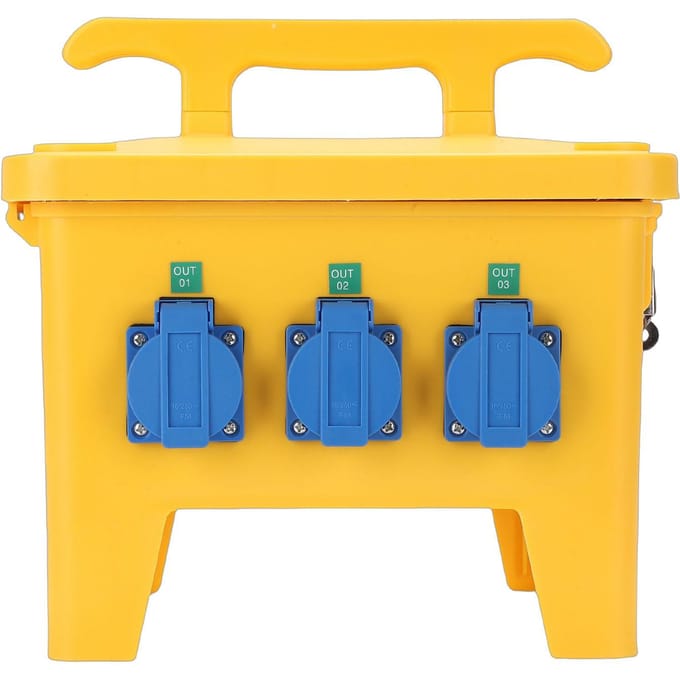 Stroomverdeeldoos 16A Waterdicht Draagbare Elektrische Doos met 6 Stopcontacten voor Bouwplaats Tuin