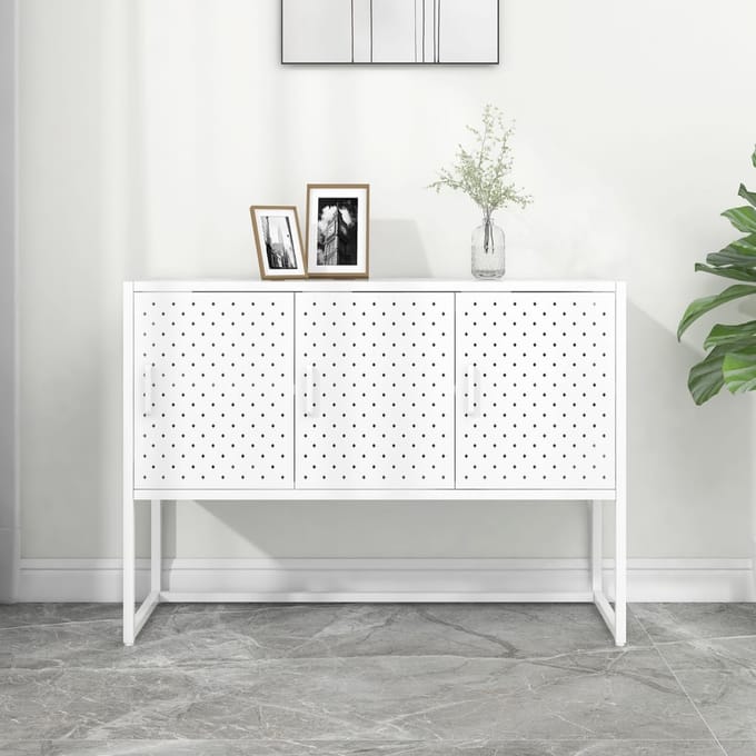 vidaXL - Dressoir - 105x35x75 - cm - staal - wit