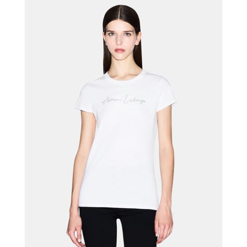 Rhinestone Embellished Round Neck T-Shirt Wo - White Shirts