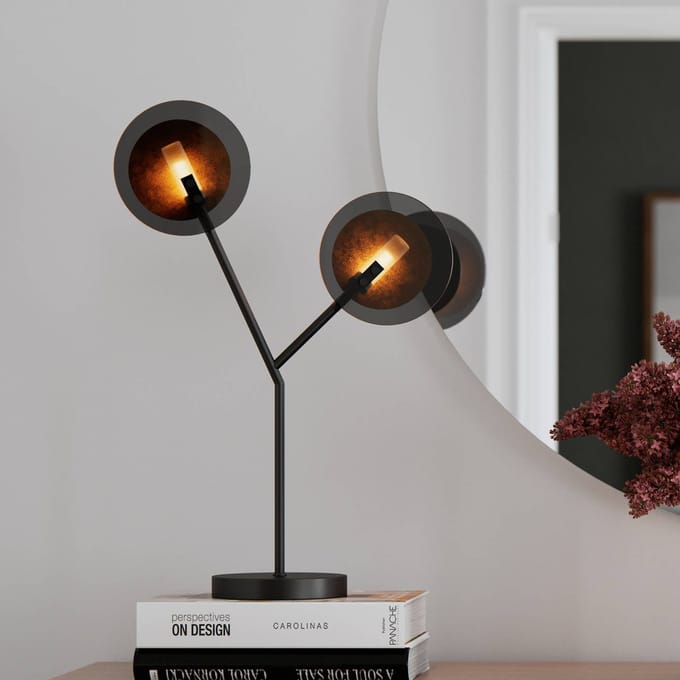By Rydéns Turno tafellamp, zwart, 2-lamps
