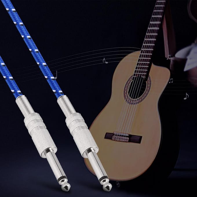 Mono Gitaarkabel Mannelijk naar Mannelijk Draadkabel 6,35mm Rechte Plug voor Elektrische Instrumenten 1m blue