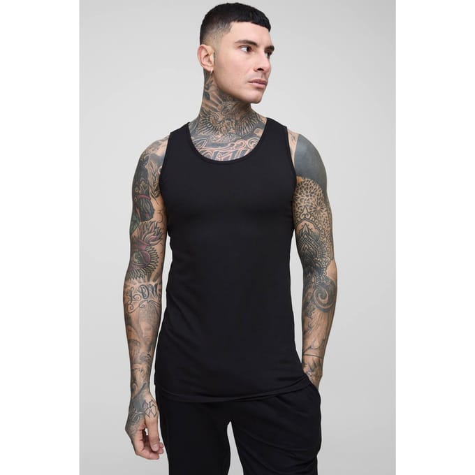 Tall Muscle Fit Vest | Black | Size 2XL