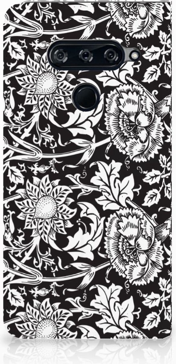 LG V40 Thinq Smart Cover Black Flowers