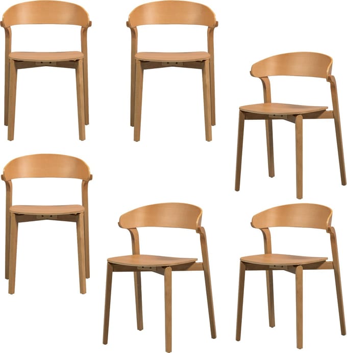 WOOOD Cras Eetkamerstoelen - Essenhout - Naturel - Set van 6