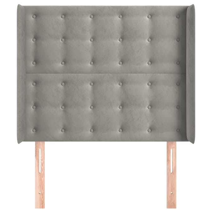 vidaXL - Hoofdbord - met - randen - 93x16x118/128 - cm - fluweel - lichtgrijs