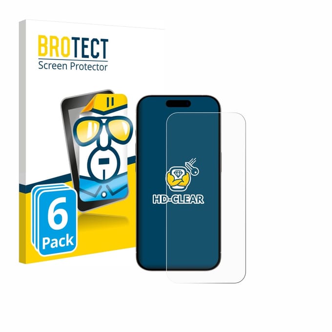 BROTECT - Screenprotector voor Apple iPhone 15 / 15 Pro - Folie Beschermfolie transparant 6 Stuks