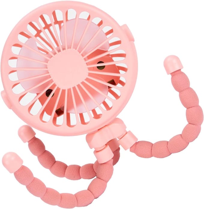 Babyventilator - Kinderwagen ventilator - Comfort op reis - Geruisloze werking - 18 x 10 x 5 cm - Roze