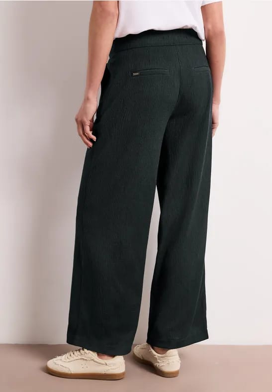 High Waist broek met wijde pijpen in casual pasvorm