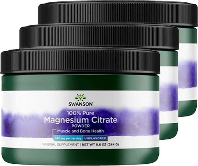 Swanson | Magnesium Citraat | 3 stuks | 3 x 244 gram