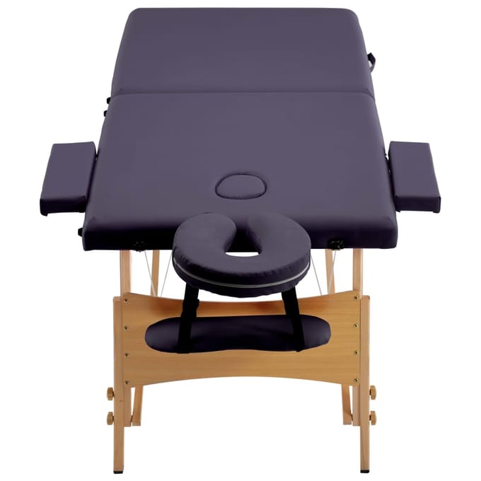 vidaXL - Massagetafel - inklapbaar - 2 - zones - hout - paars