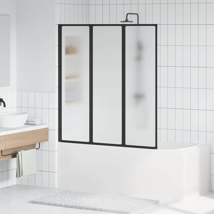 vidaXL - Douchescherm - Zwart - 132 - x - 2 - x - 140 - cm - Aluminium - en - PP