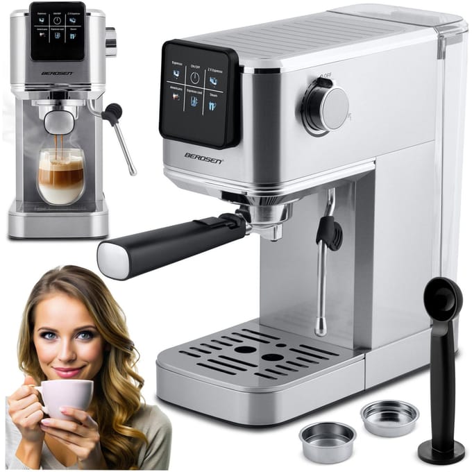 Espressomachine met portafilter 20 bar Berdsen BD-770 zilver